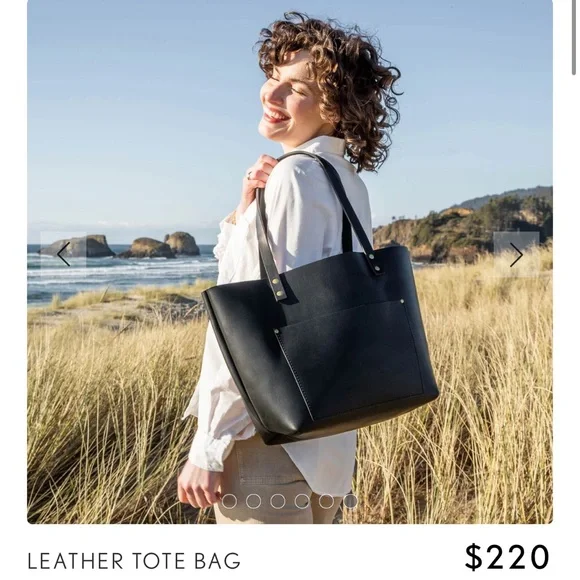Portland Leather Black Tote Bag - Picture 7 of 10
